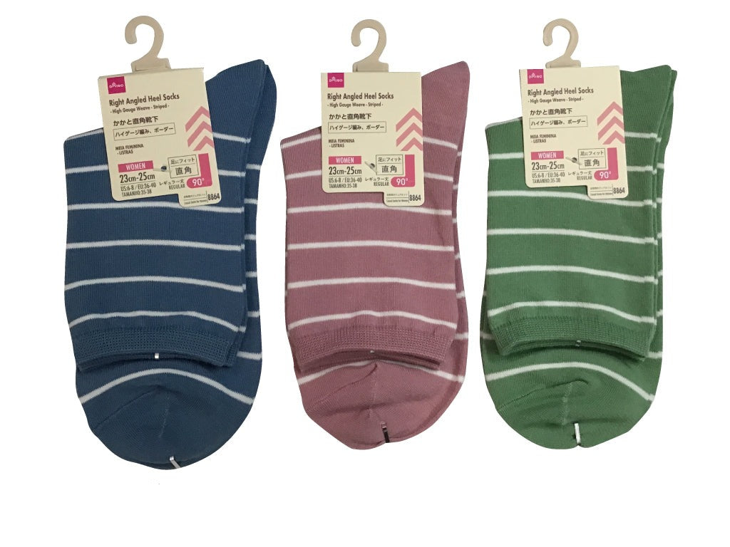 Right Angle Heel Socks (High Gauge Knit, Striped)