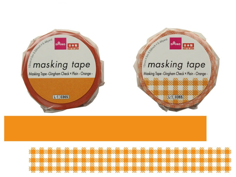 Masking Tape (Gingham Check x Plain, Orange)