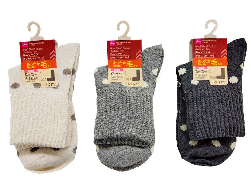 Wool Blend Socks (Women's, Top Sinker, Dots)