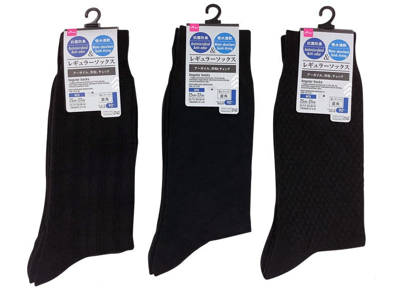 Regular Socks (Argyle, Check, Right Angle Heel, Quick Dry, Antibacterial, Odor Resistant)