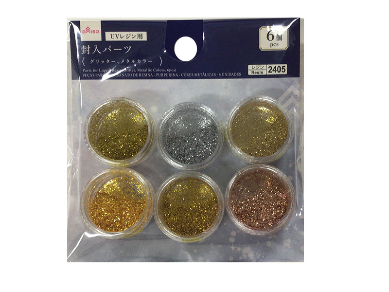 UV Resin Inclusions (Glitter, Metal Color, 6 Pieces)