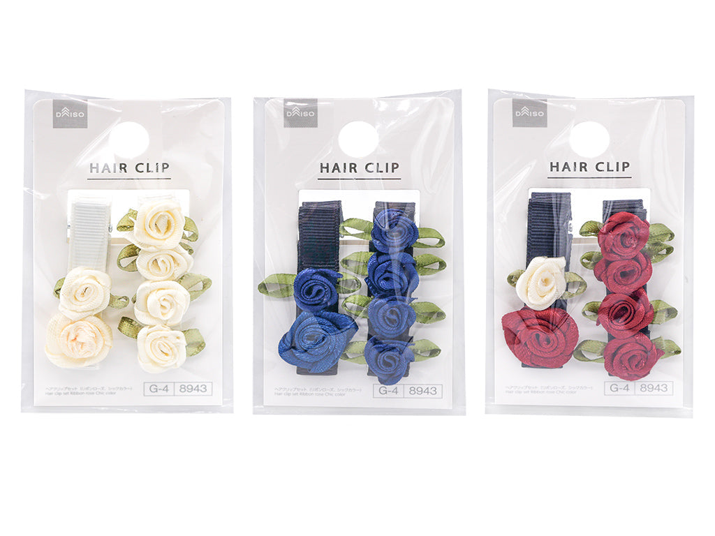 Hair Clip Set (Ribbon Rose, Chic Colors)