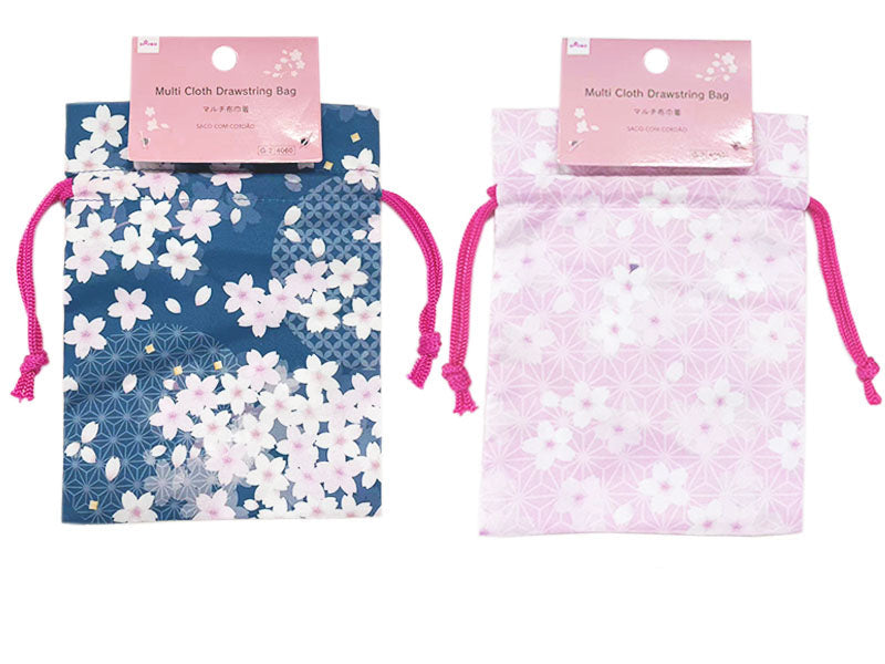 Multi Fabric Drawstring Pouch (Wasa Sakura)