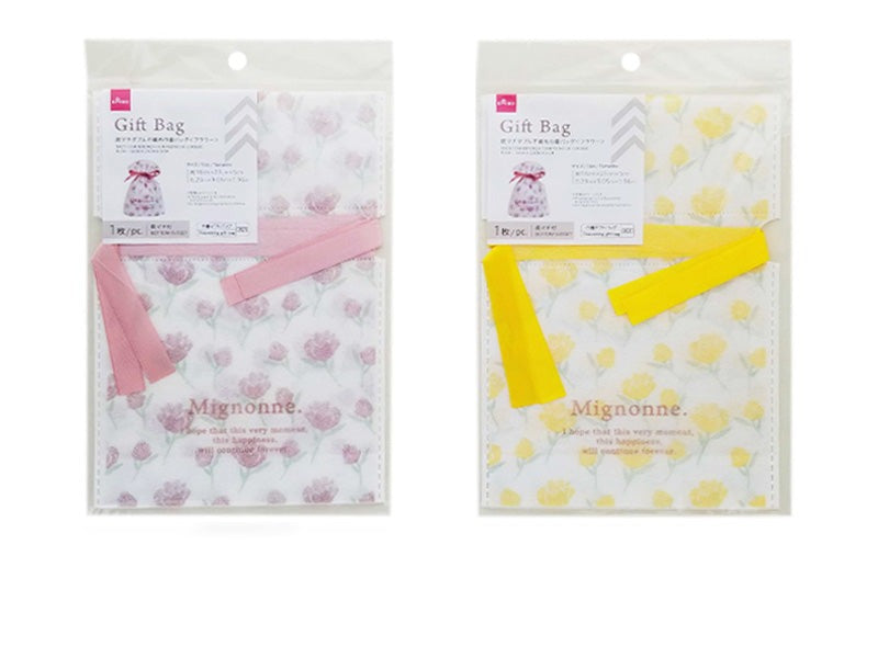 Bottom Gusset Double Non-Woven Drawstring Bag (Flower)