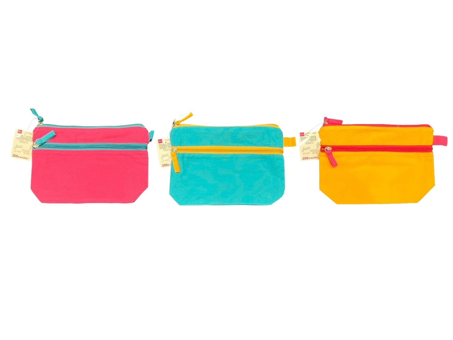 Gusset Pouch (Pink, Green, Yellow)