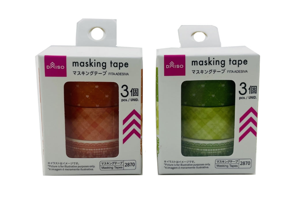 Check Color Masking Tape (Orange, Green, 3 Pieces)