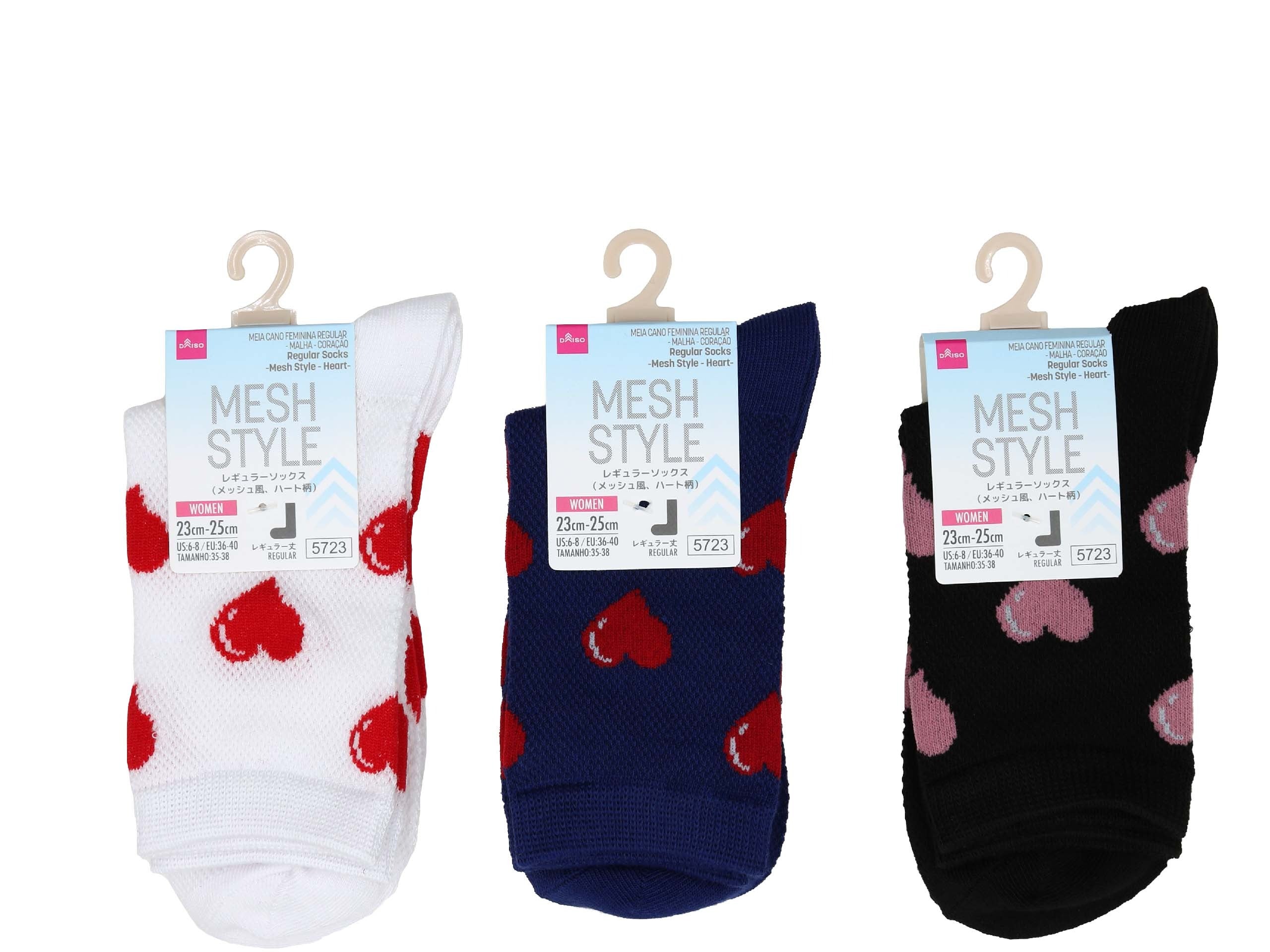 Regular Socks (Mesh Style, Heart Pattern)