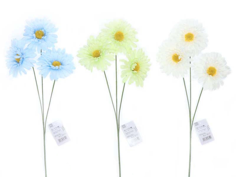 Gerbera (3 Blooms) (Blue, Green, White)