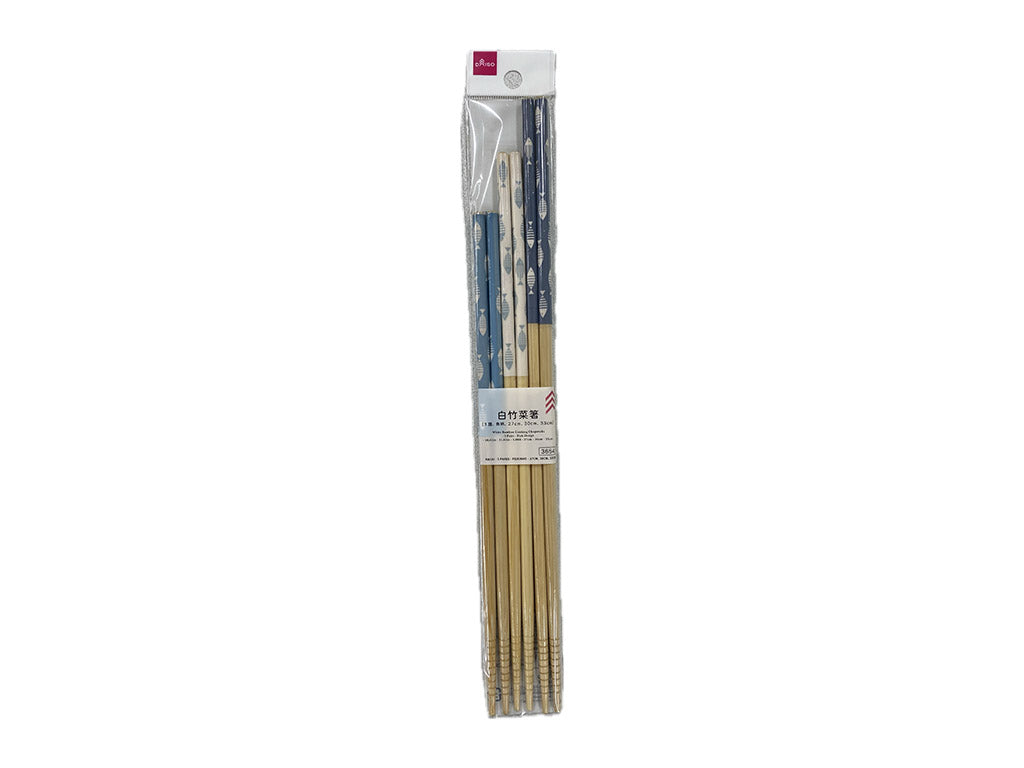 White Bamboo Chopsticks (3 Pairs, Fish Pattern)