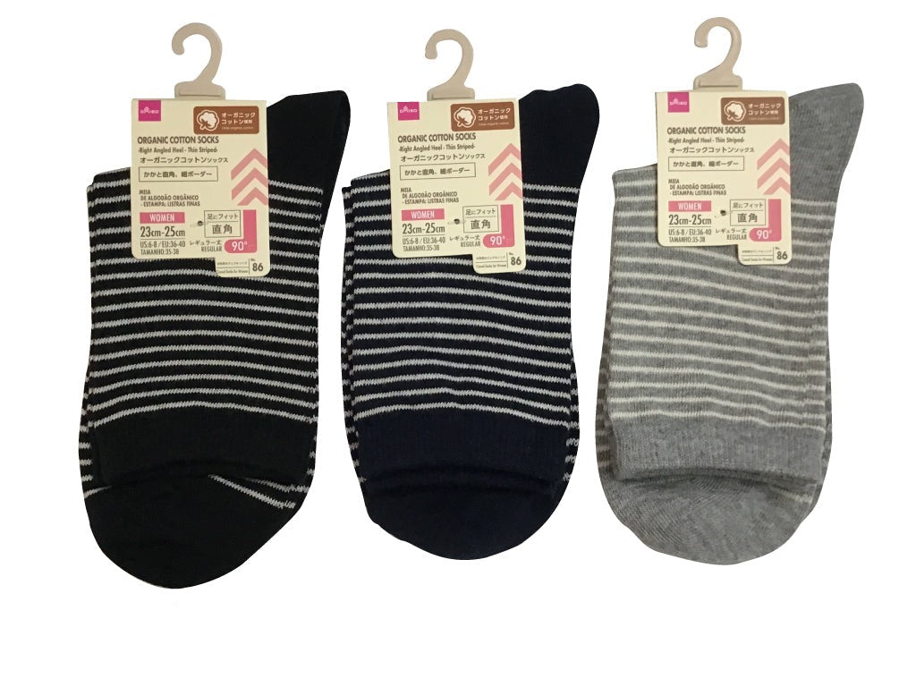 Organic Cotton Socks (Right Angle Heel, Thin Stripe)