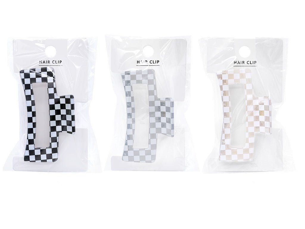Mini Checker Pattern Vance Clip (Square Black, Gray, Beige)
