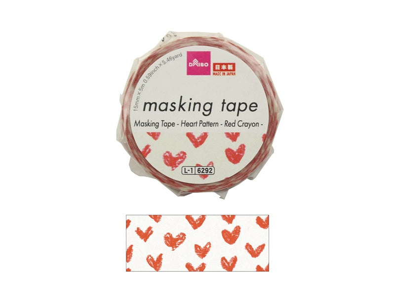 Masking Tape (Heart Pattern, Crayon Red)