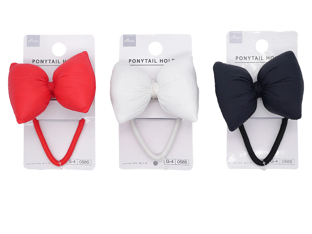 Balloon Ribbon Hair Pony (Black, White, Red)