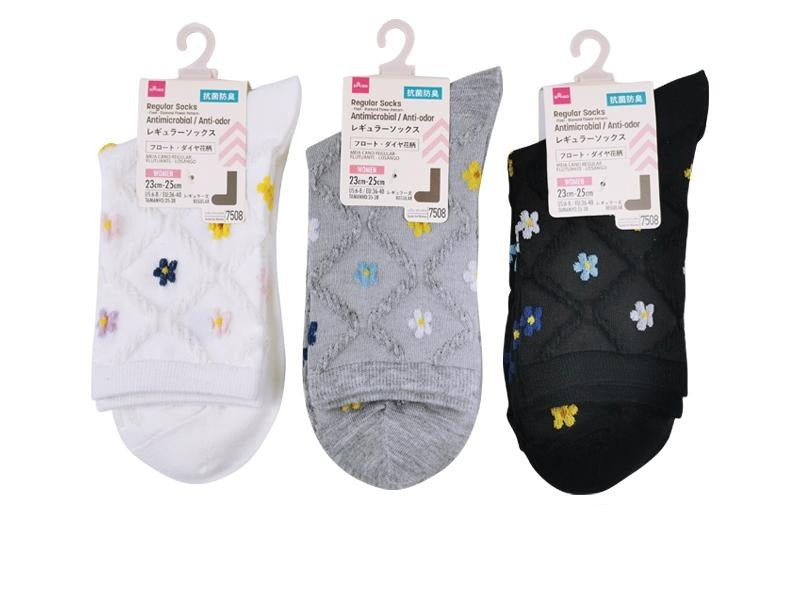 Regular Socks (Antibacterial, Odor Resistant, Float, Diamond Flower Pattern)