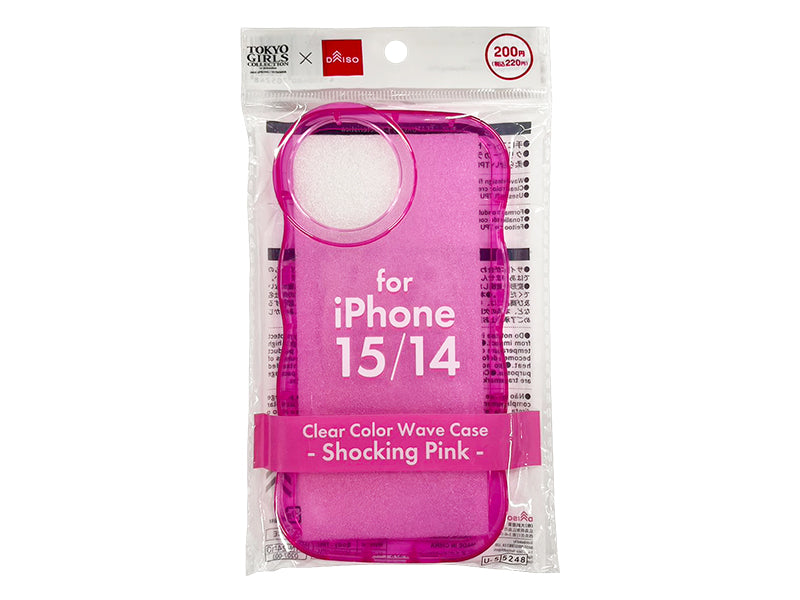 Clear Color Wave Case for iPhone (15 & 14, Shocking Pink)