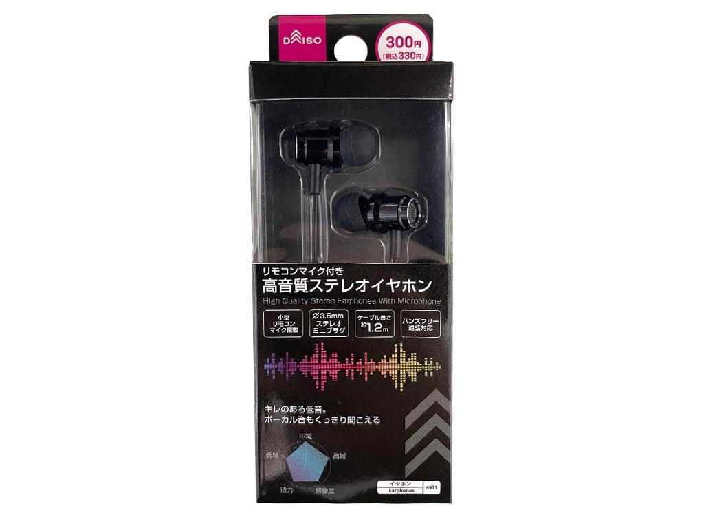 High-Quality Stereo Earphones (Remote Microphone Included, Black)