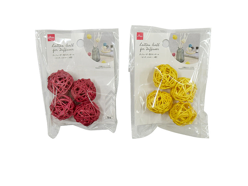 Rattan Balls for Diffuser (Pink, Yellow, 4 pcs)