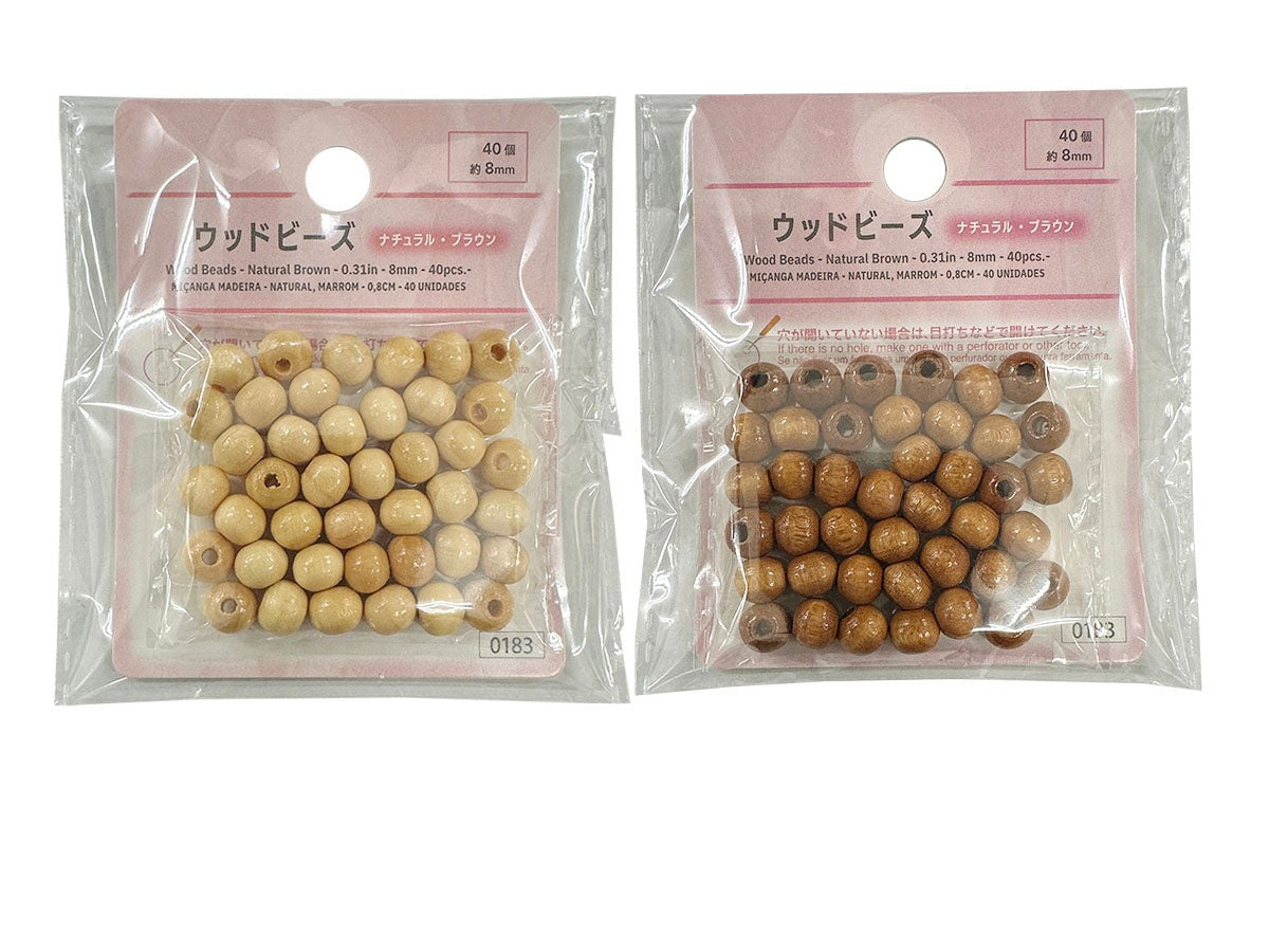 Wood Beads (Natural & Brown, 40 Pieces)