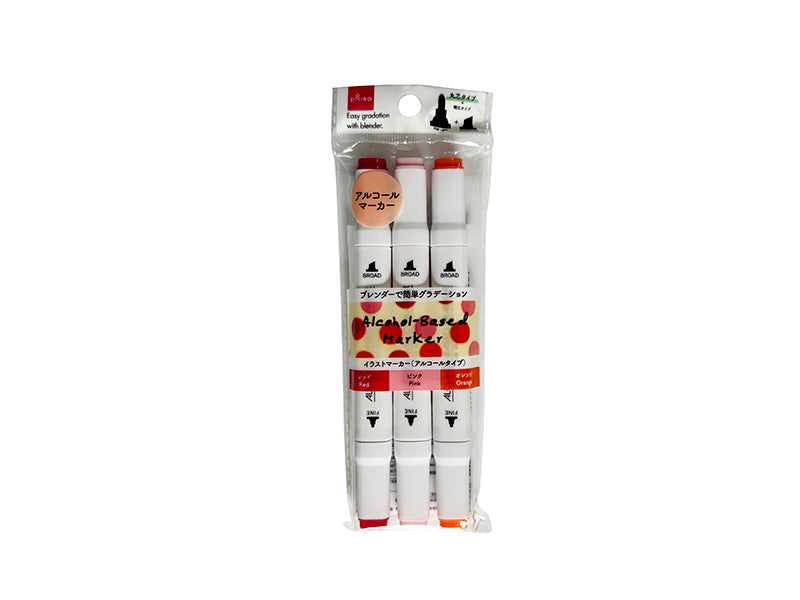 Illustration Marker (Alcohol Type, Basic Color 1, Round Tip, 3 Pieces)