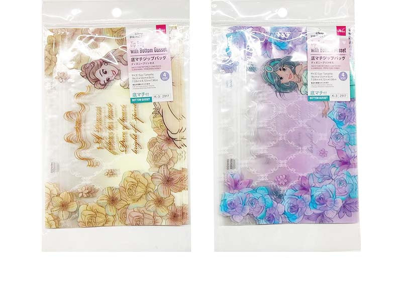 Bottom Gusset Zip Bag, 4 Pieces (Disney Princess)