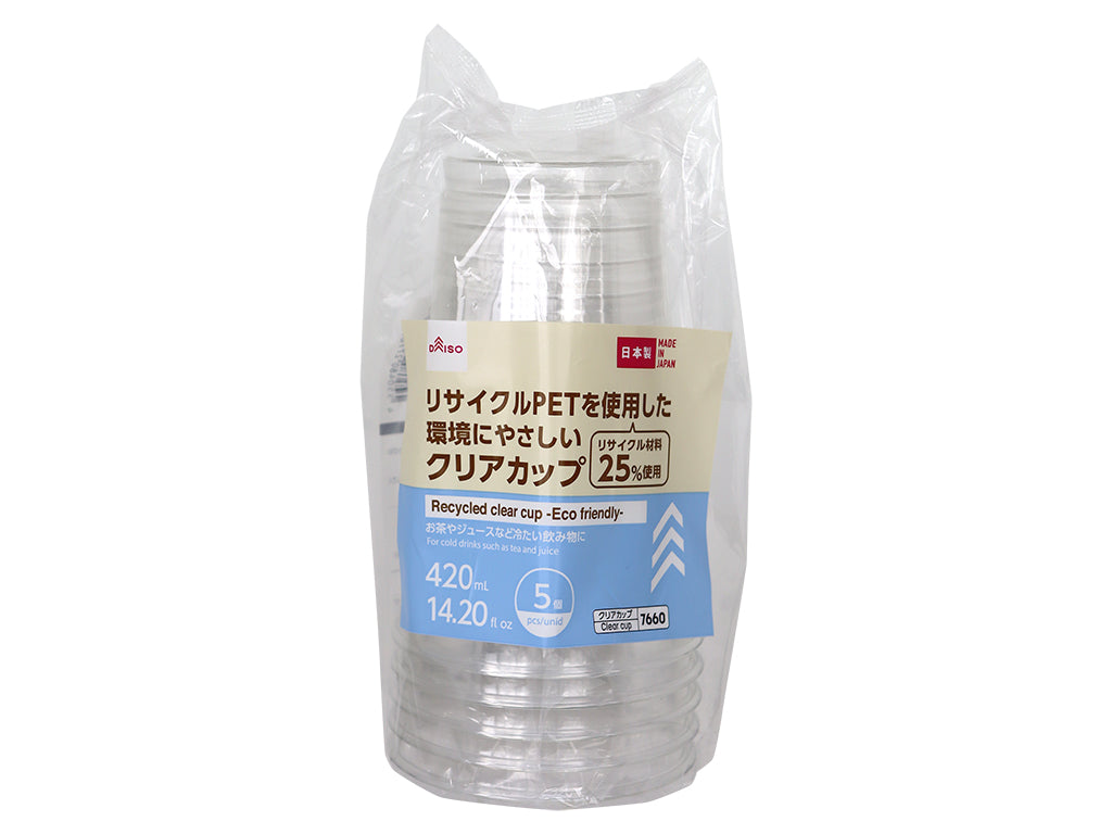 Clear Cups Made from Recycled PET (5 pcs)