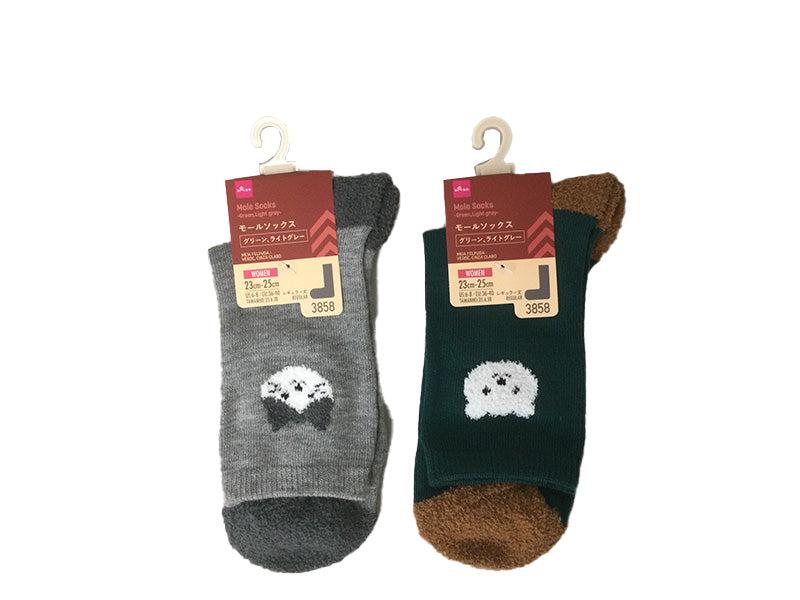 Mole Socks (Green, Light Gray)