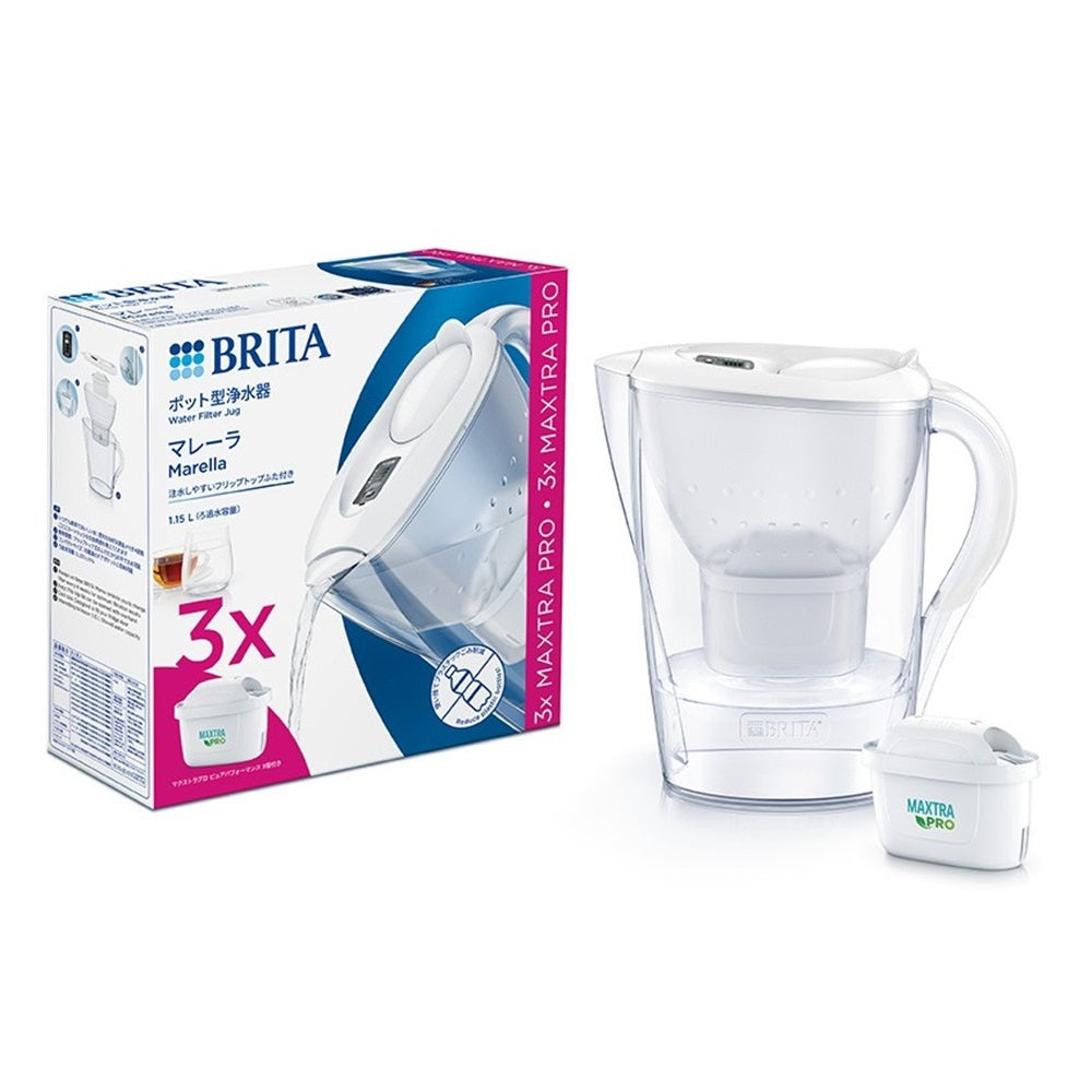BRITA Marella Maxtra Pro Water Filter Pitcher with 3 Cartridges