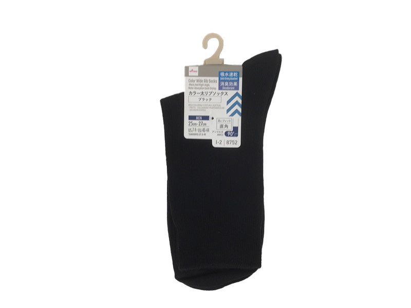 Color Thick Rib Socks (Black, Right Angle Heel, Quick-Dry, Deodorizing)