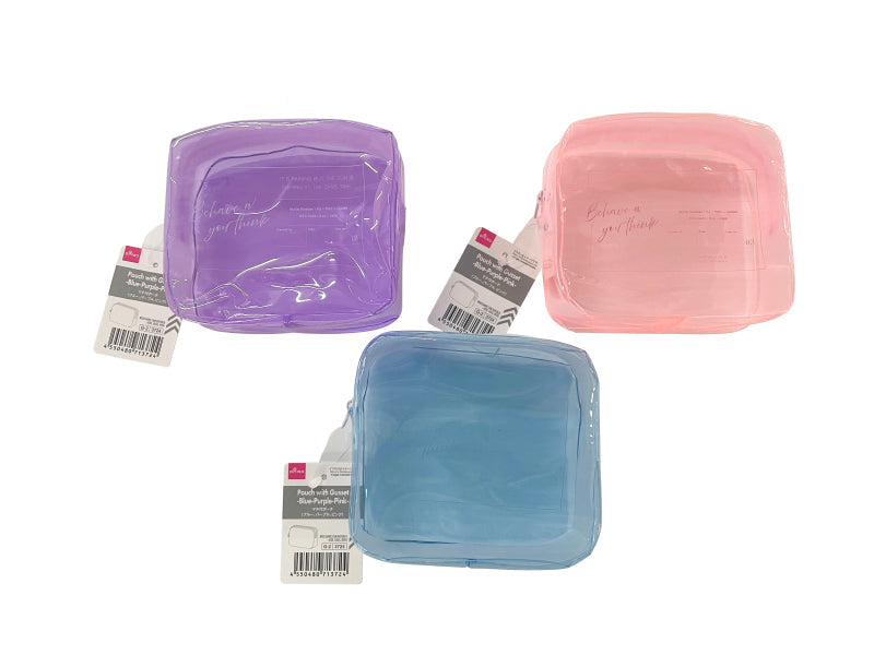 Pouch with Gusset (Blue, Purple, Pink)