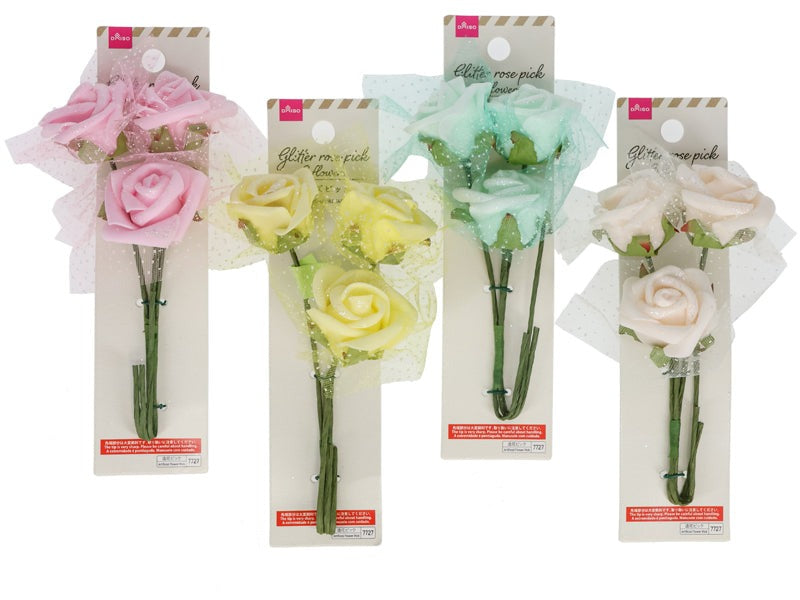 Glitter Rose Pick (3 Flowers)