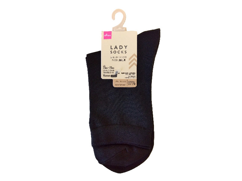 Regular Socks (Adult Lady, Nylon, Solid Color, Black)