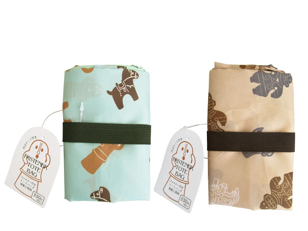 Zippered Tote Bag - Haniwa Clay Figure Pattern