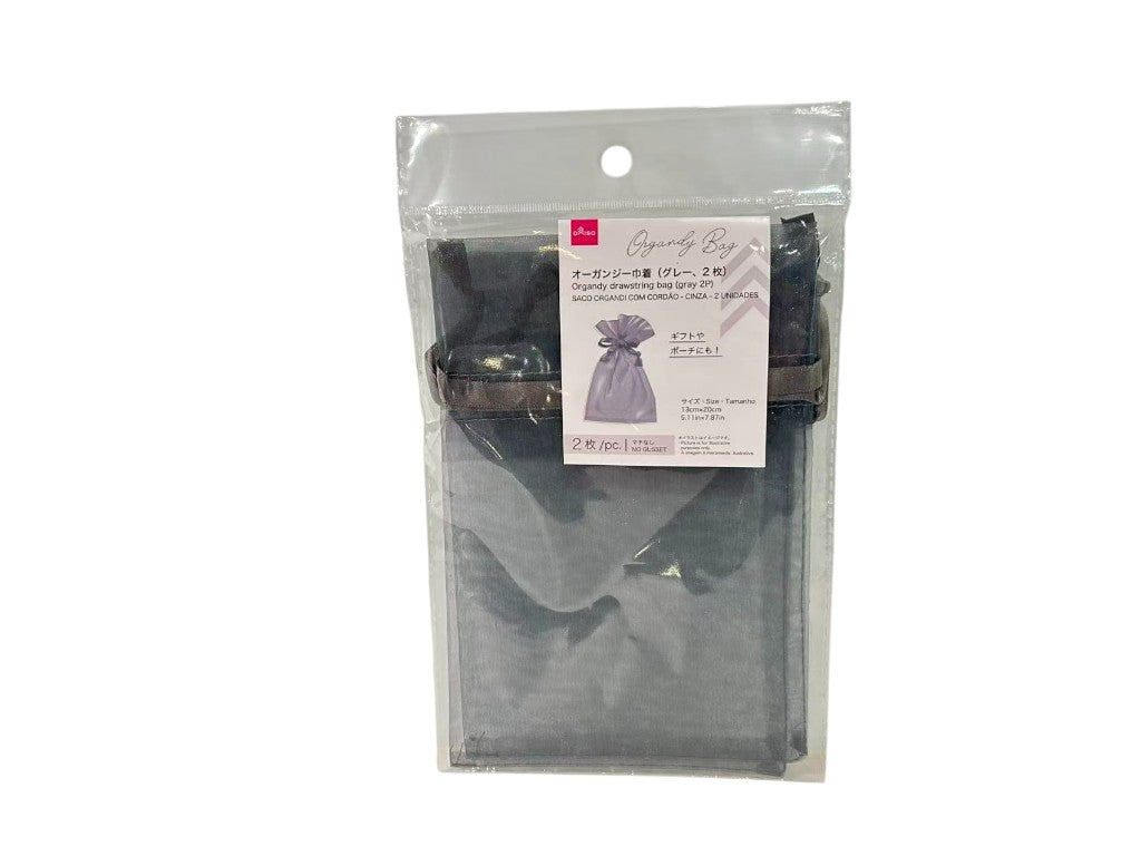 Organza Drawstring Bag (Gray, 2 Pieces)