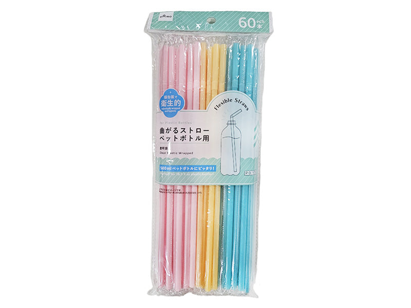 Bendable Straws (For PET Bottles, Color, 60 Pieces, Transparent Bag)