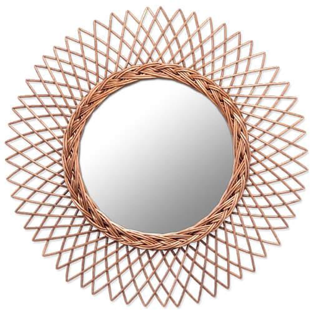 Wicker Mirror L Brown 11643