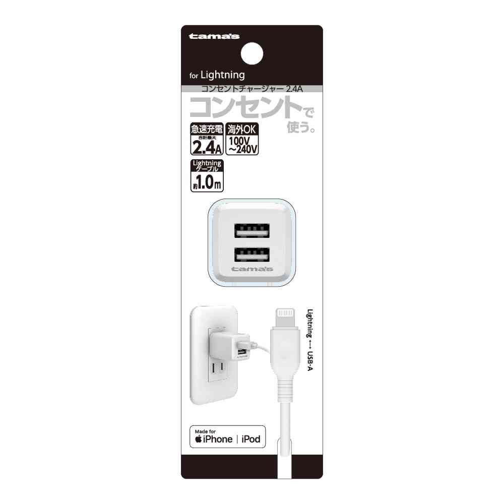 Tama Electronics AC Charger 2.4A AA155U2L10W