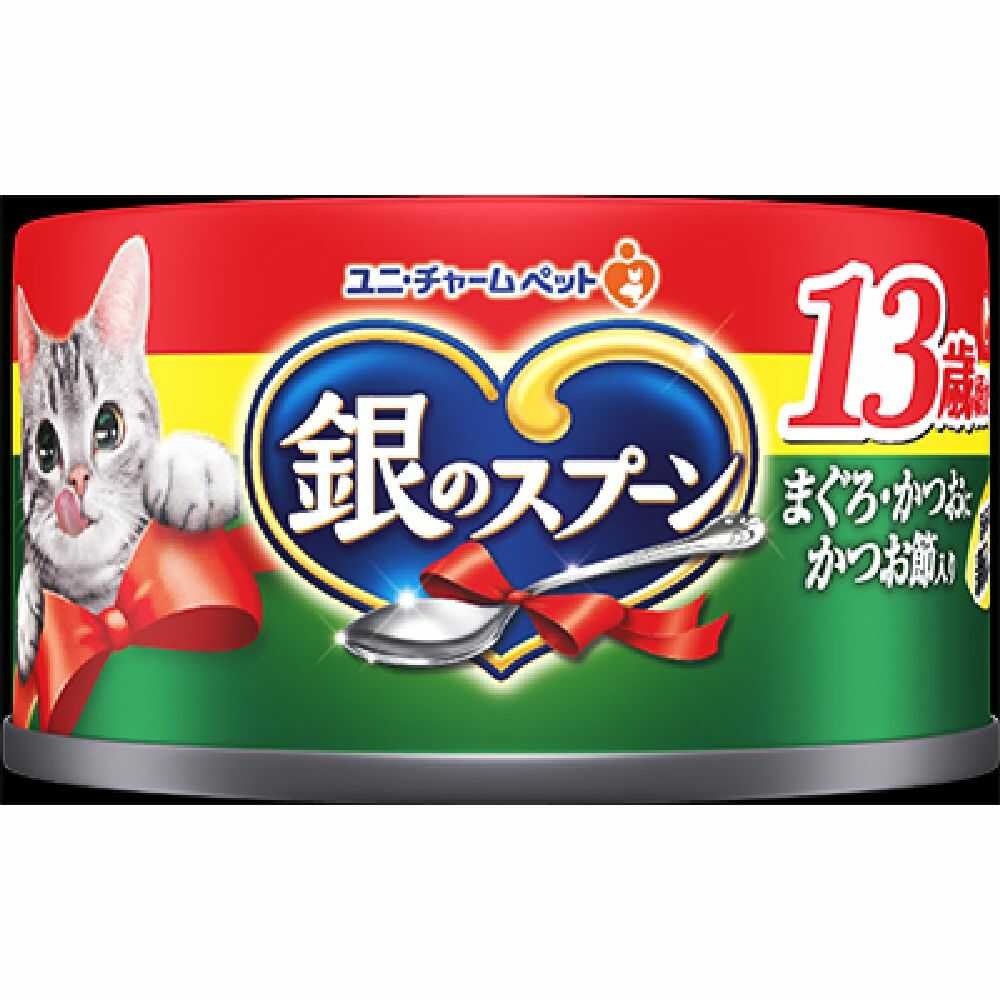 Uni-Charm Silver Spoon Can for Cats 13 Years and Older Tuna and Bonito Flakes 70g