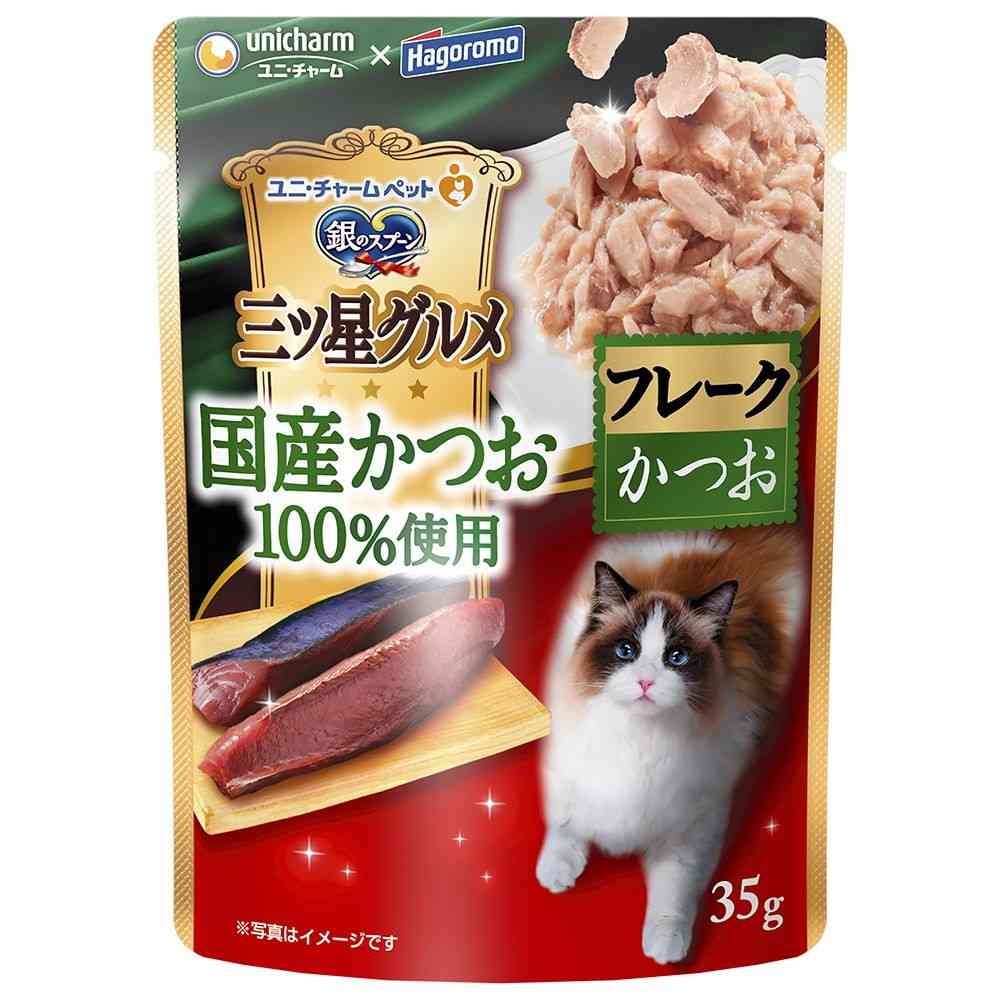 Unicharm Mitsuboshi Gourmet Pouch Domestic Bonito 100% Flakes 35g
