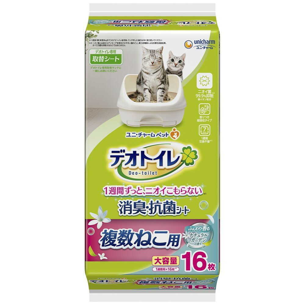 Uni-Charm Deo Toilet Multi-Cat Softly Fragrant Deodorizing & Antibacterial Sheet Natural Garden Scent 16 Sheets