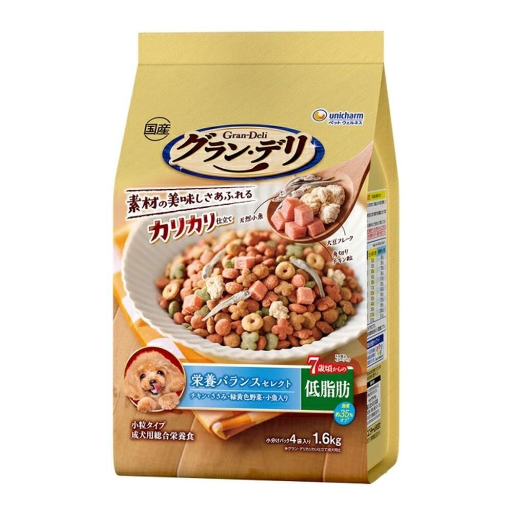 Gran Deli Crunchy Dry Food for Dogs Over 7 Years Low Fat 1.6kg