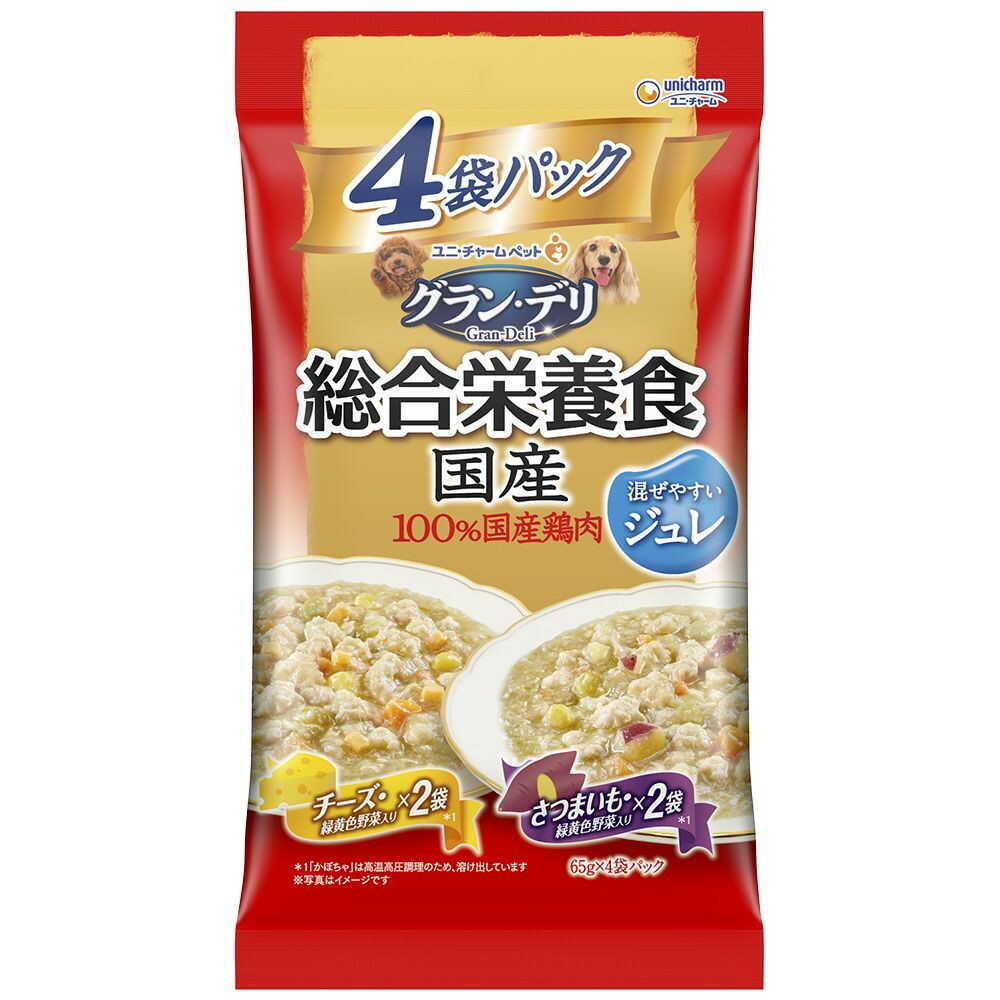 UniCharm Gran Deli Complete Nutrition Pouch Jelly for Adult Dogs with Sweet Potato and Cheese 65g x 4 Bags