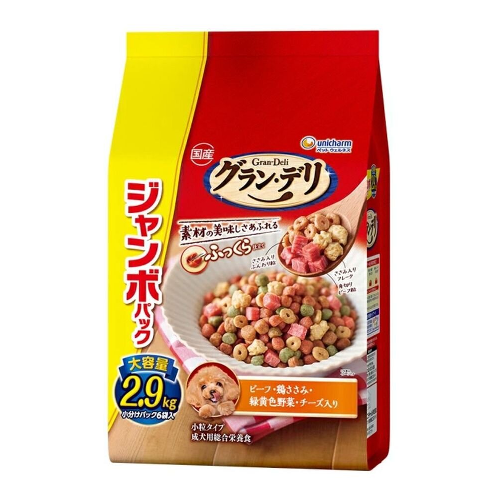 Uni-Charm Gran Deli Fluffy Beef, Chicken, Vegetables, Cheese, and Diced Beef 2.9kg (6 Small Packs)