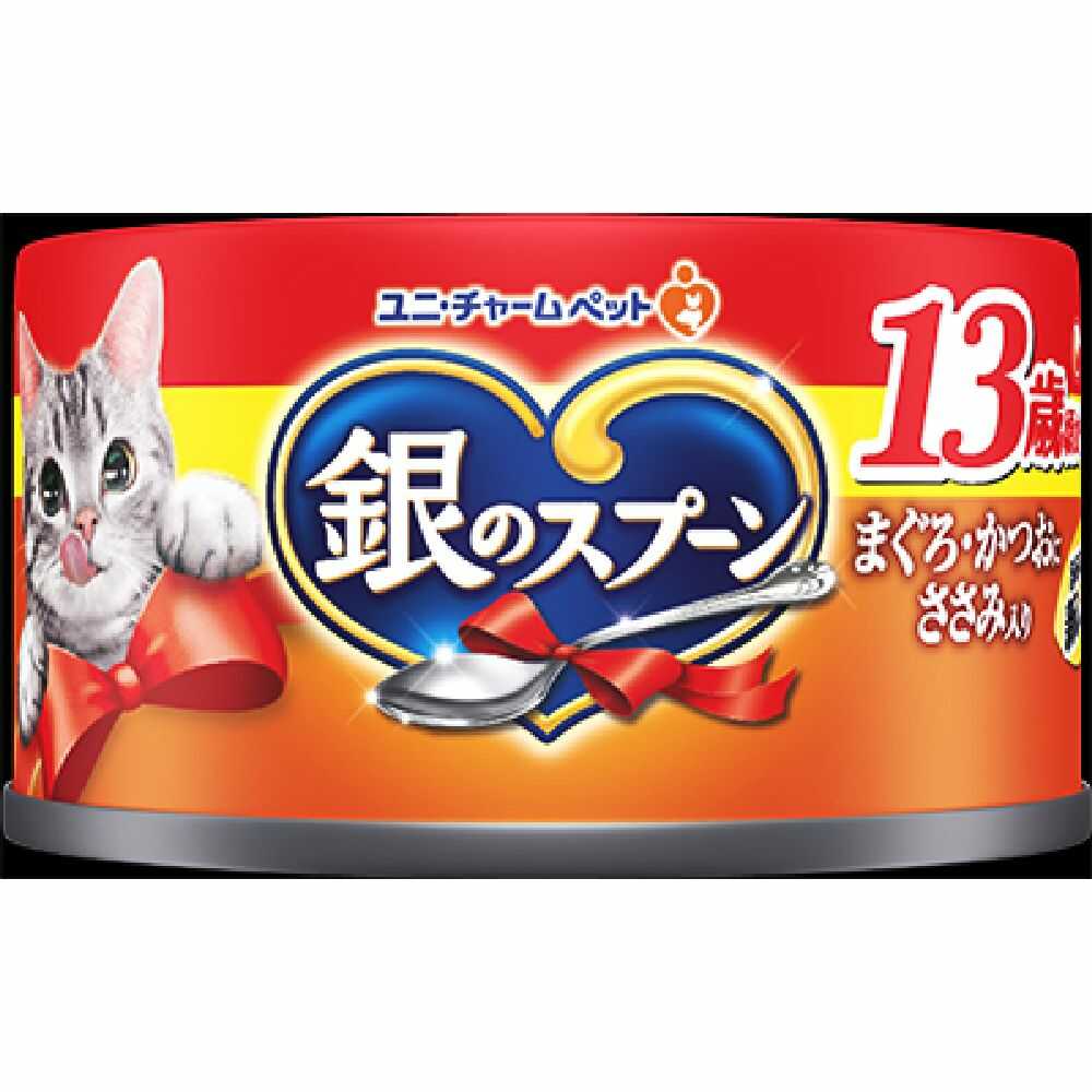 UniCharm Silver Spoon Can for Cats 13 Years and Older Tuna & Bonito with Chicken Fillet 70g