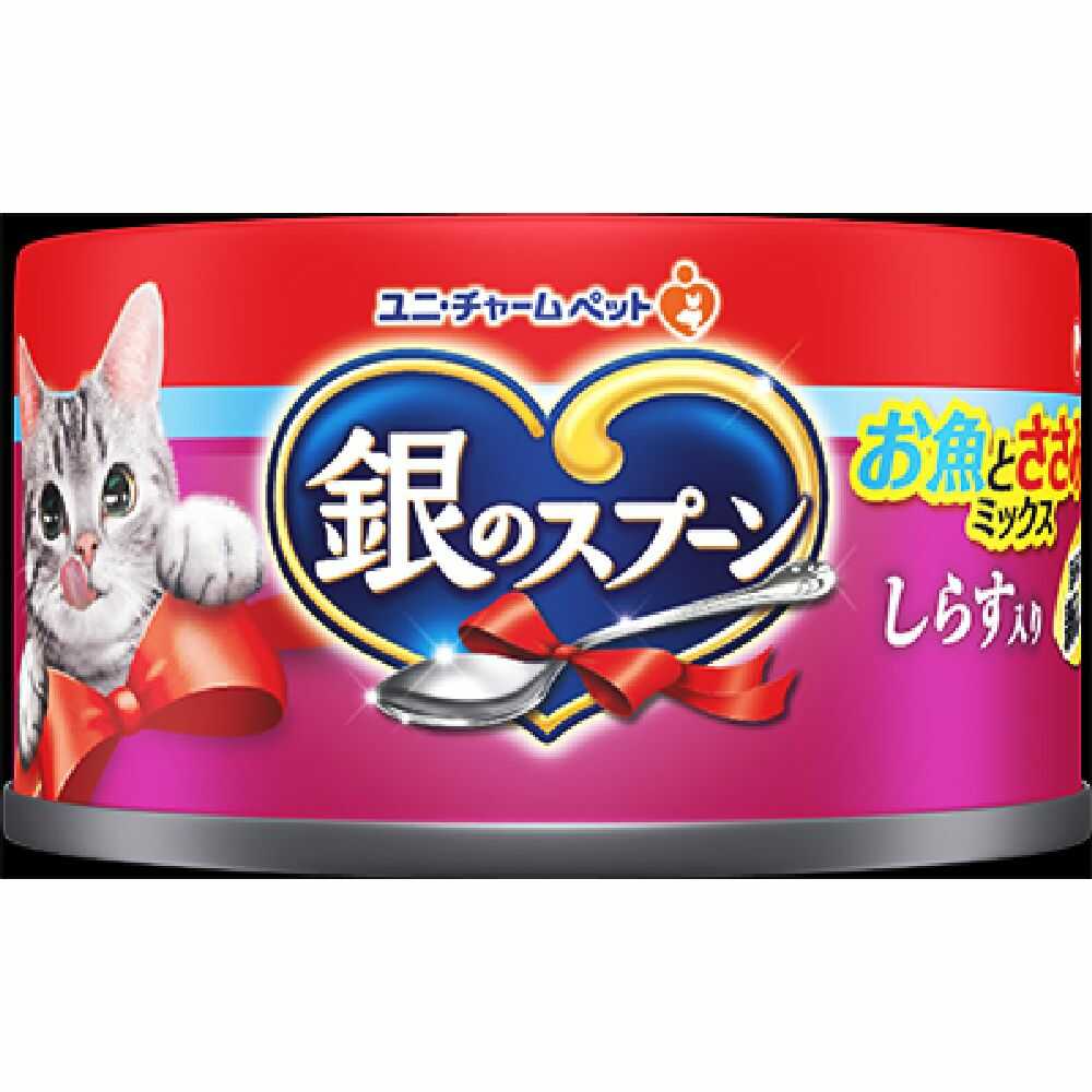 Uni-Charm Silver Spoon Can Fish and Chicken Breast Mix with Shirasu 70g