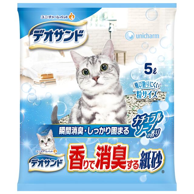 Unicharm Deo Sand Paper Cat Litter Natural Soap Scent 5L