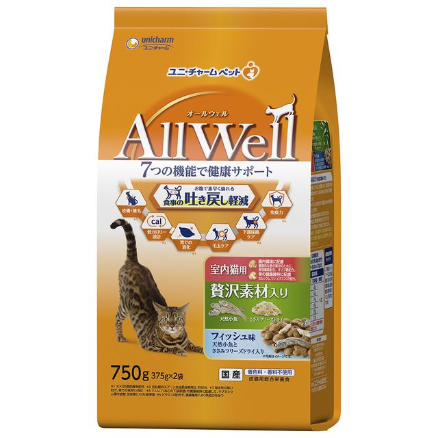 Unicharm AllWell Indoor Cat Fish Flavor with Luxurious Ingredients 750g