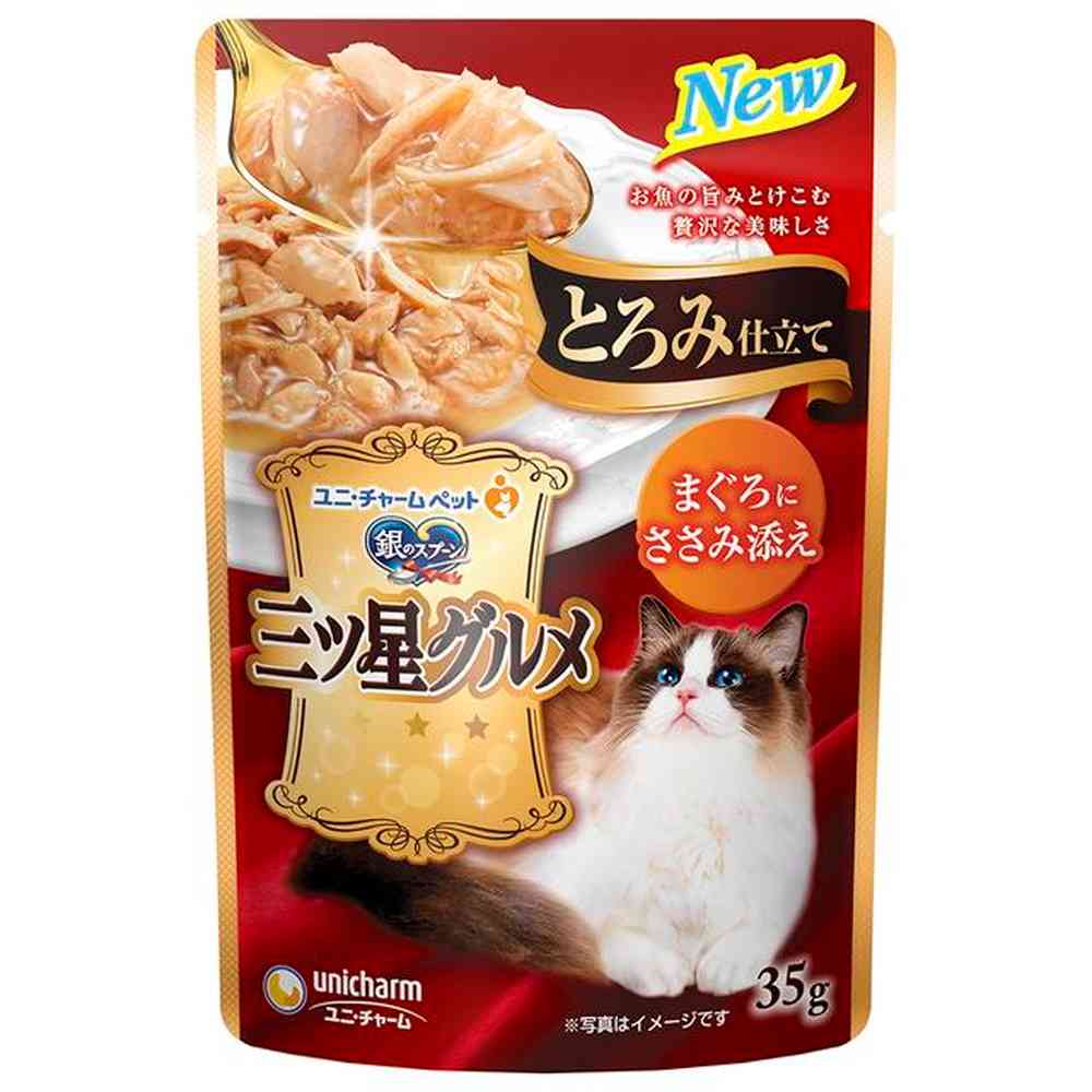 Unicharm Mitsuboshi Gourmet Pouch Thickened Tuna with Chicken Breast 35g