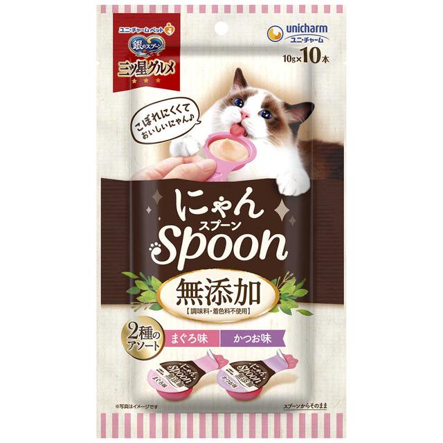 Uni-Charm Three-Star Gourmet Nyanspoon (Spoon) No Additives Assorted Tuna & Bonito