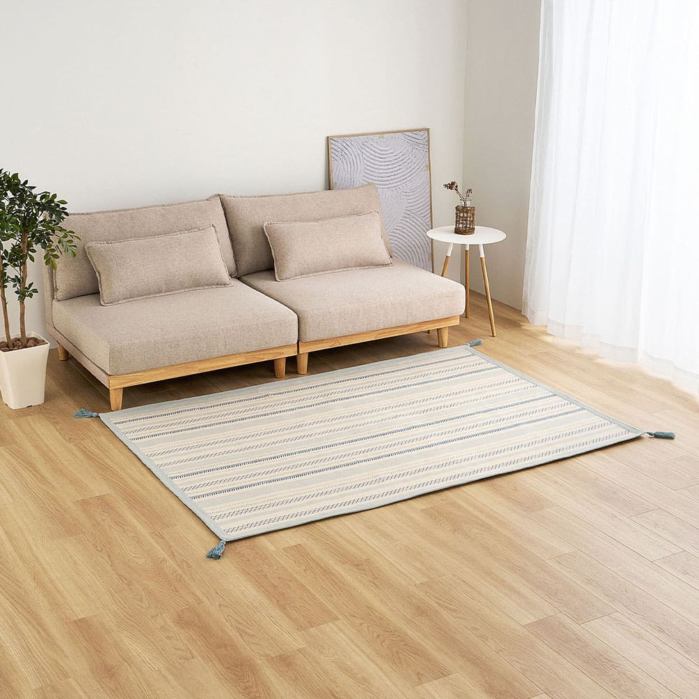 インド綿ラグ キラナ ブルー 約130×185cm 【直送品】 返品・キャンセル・他商品と同時購入は不可