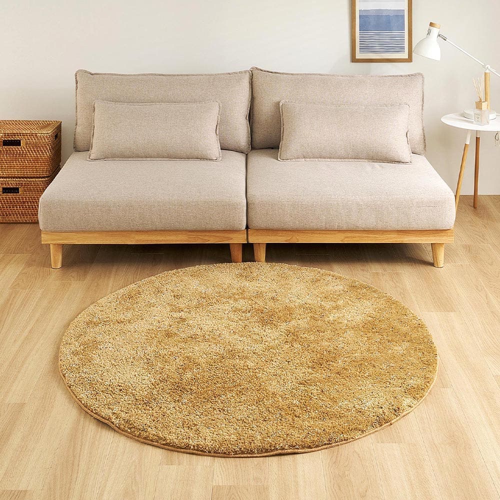 Mix Shaggy Rug Griva Approx. 130cm Round Mustard